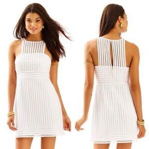 Lilly Pulitzer Rae White Sleeveless Crochet Mini Shift Dress